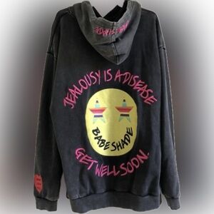 Babe Shade Oversized Embroidered Hoodie Vintage Wash One Size Streetwear